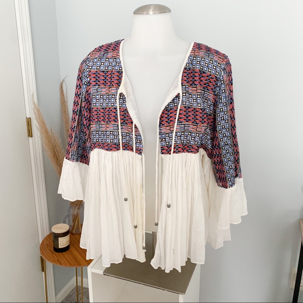 Zara BOHO Beaded Top Size Medium
